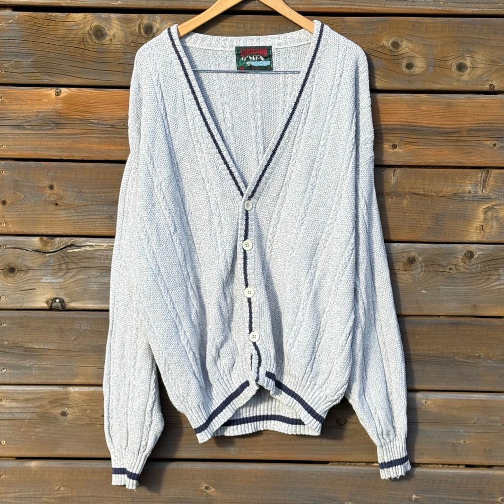 Vintage Gray and Black Lakeland knit Cardigan Sweater - Picture 2 of 10